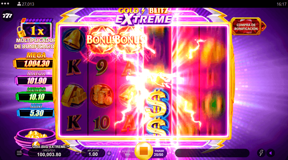 Combinación de bonificaciones en Gold Blitz Extreme